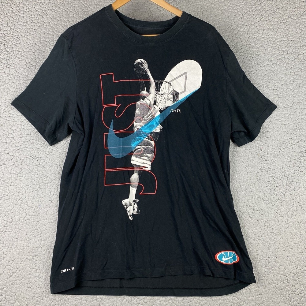 Nike Just Do It Basketball T-Shirt Black‎ Athletic Cut Mens XL Jordan Dunk JDI